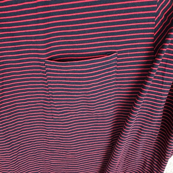 Sykooria Shirt Men's 2XL Red & Navy Striped Pullover Long-Sleeve Front Pocket - Picture 3 of 8